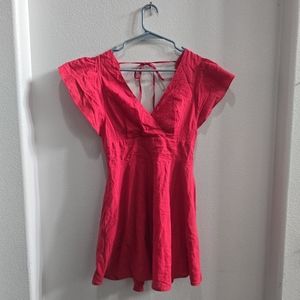Lulus Red mini dress with oversized ruffled sleeves size large